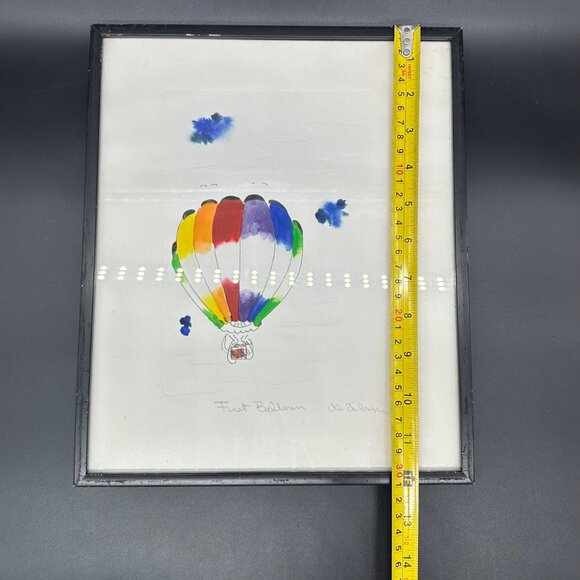 Vintage Signed Watercolor Ink Painting Margaret Wilson First Balloon Embossed - Picture 9 of 11